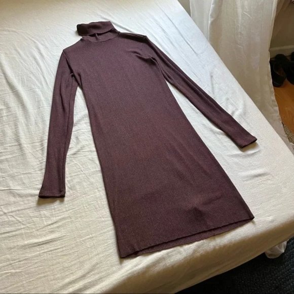 New Revolve Enza Costa rib knit turtleneck long sleeve bodycon mini dress